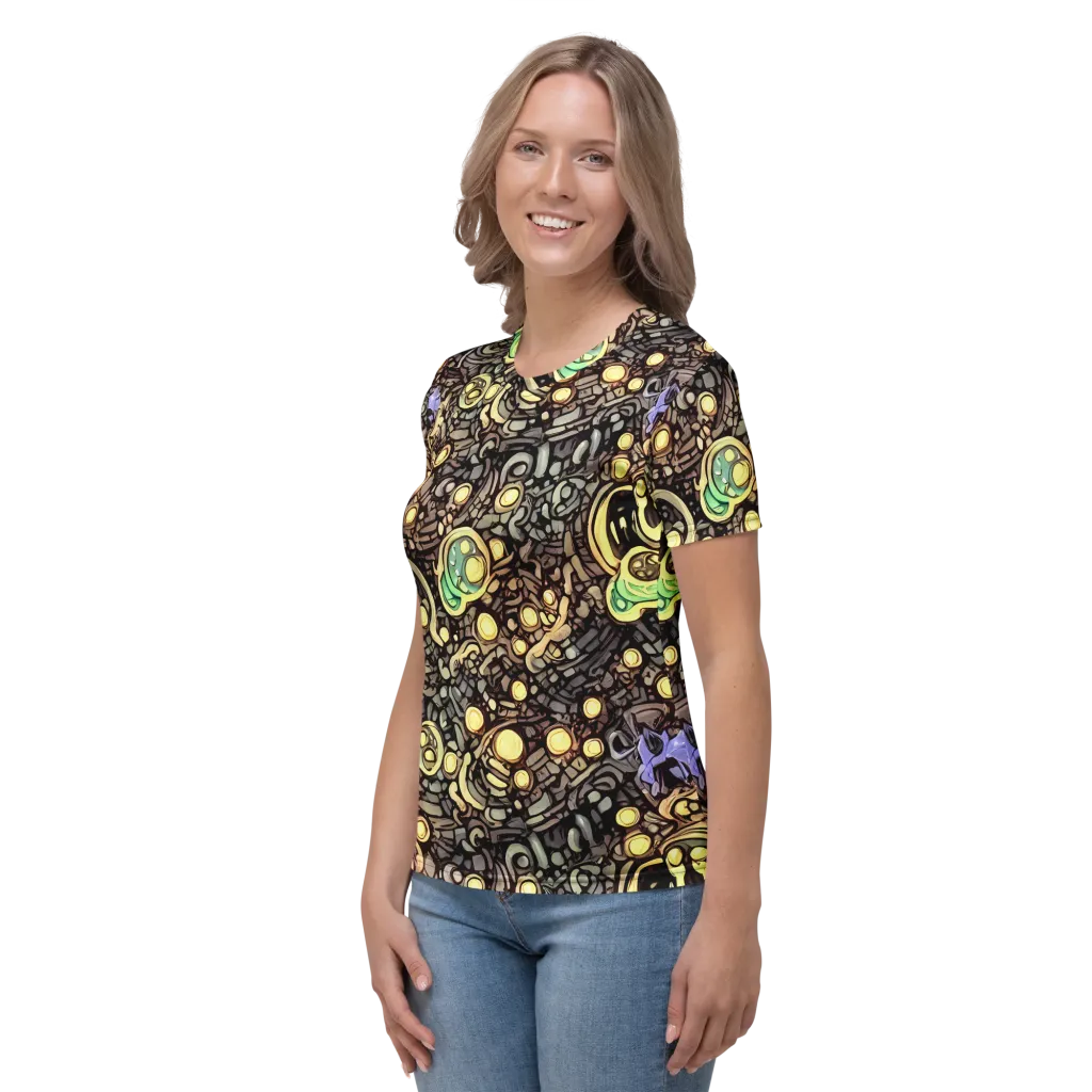 Gilded Circuit on Women's Crew Neck T-Shirt — Left