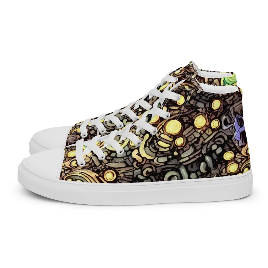 Gilded Circuit on Women's High Top Canvas Shoes — Left