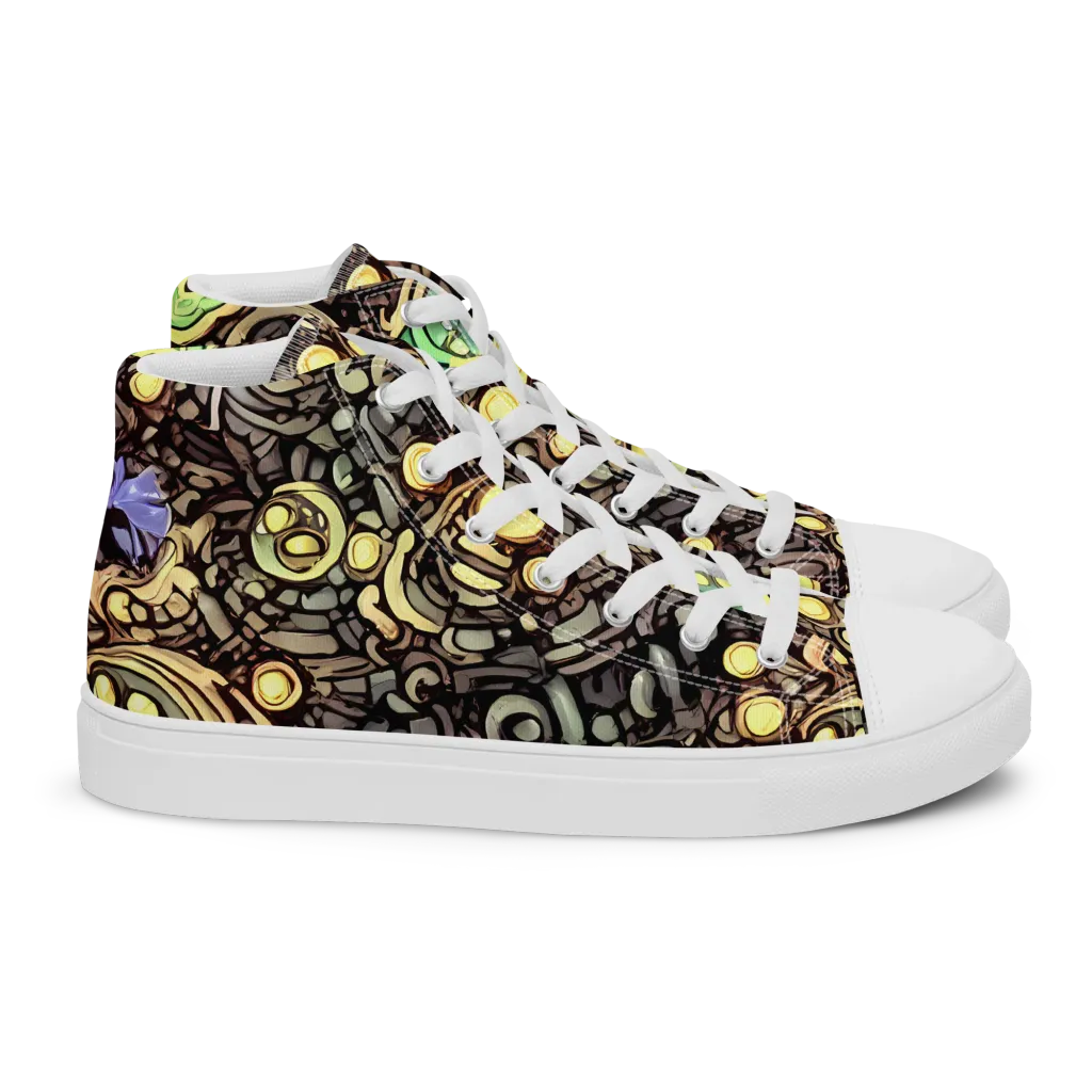 Gilded Circuit on Women's High Top Canvas Shoes — Right