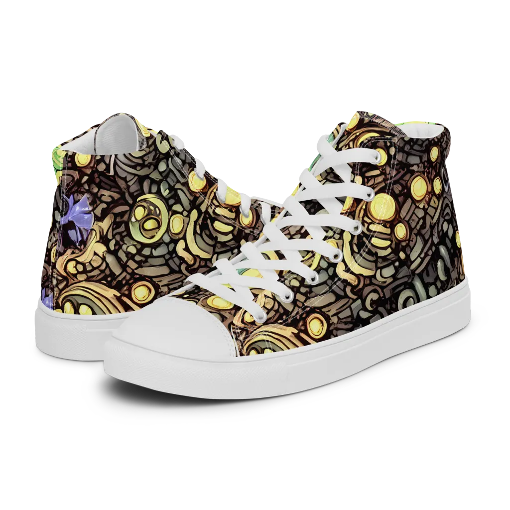 Gilded Circuit on Women's High Top Canvas Shoes — Left