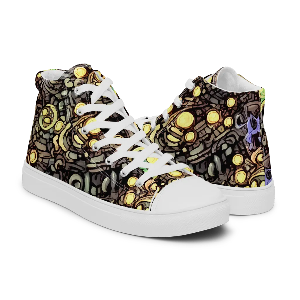 Gilded Circuit on Women's High Top Canvas Shoes — Right