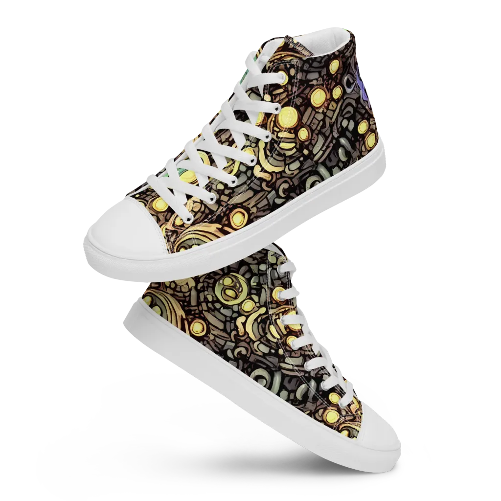 Gilded Circuit on Women's High Top Canvas Shoes — Front