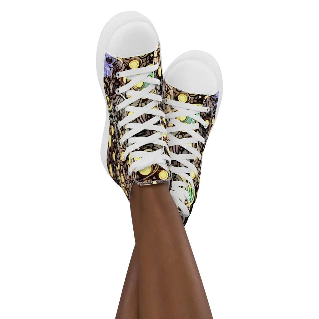 Gilded Circuit on Women's High Top Canvas Shoes — Front