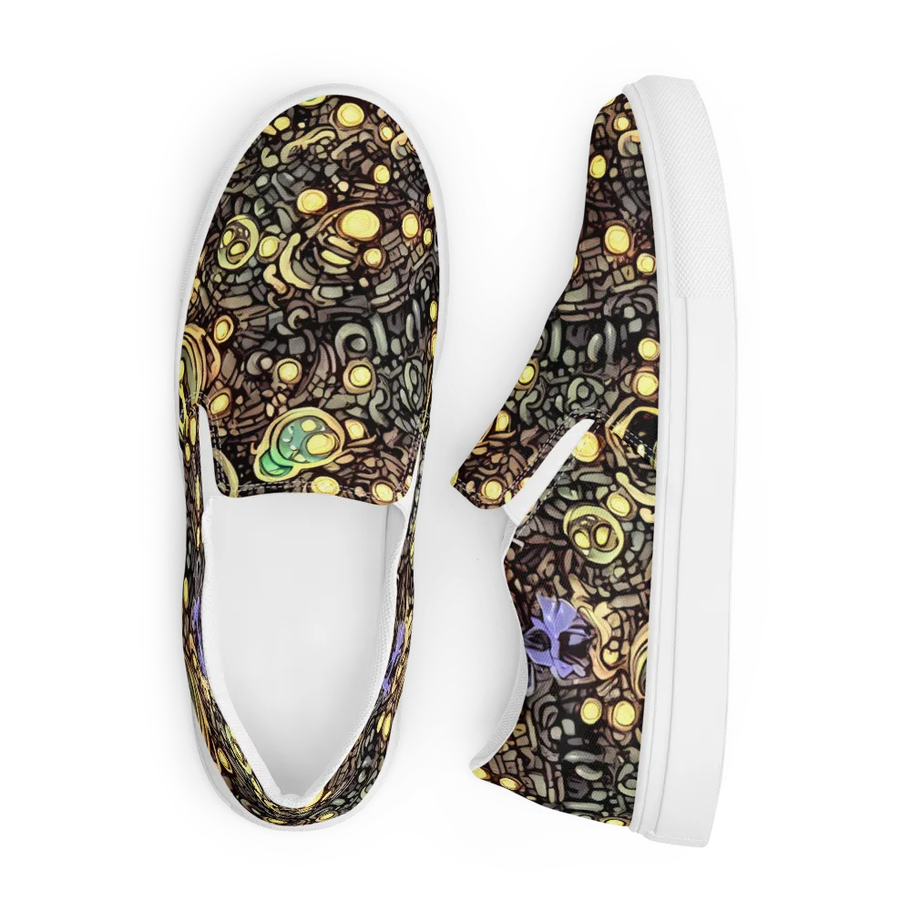 Gilded Circuit on Men's Slip-On Canvas Shoes — Front