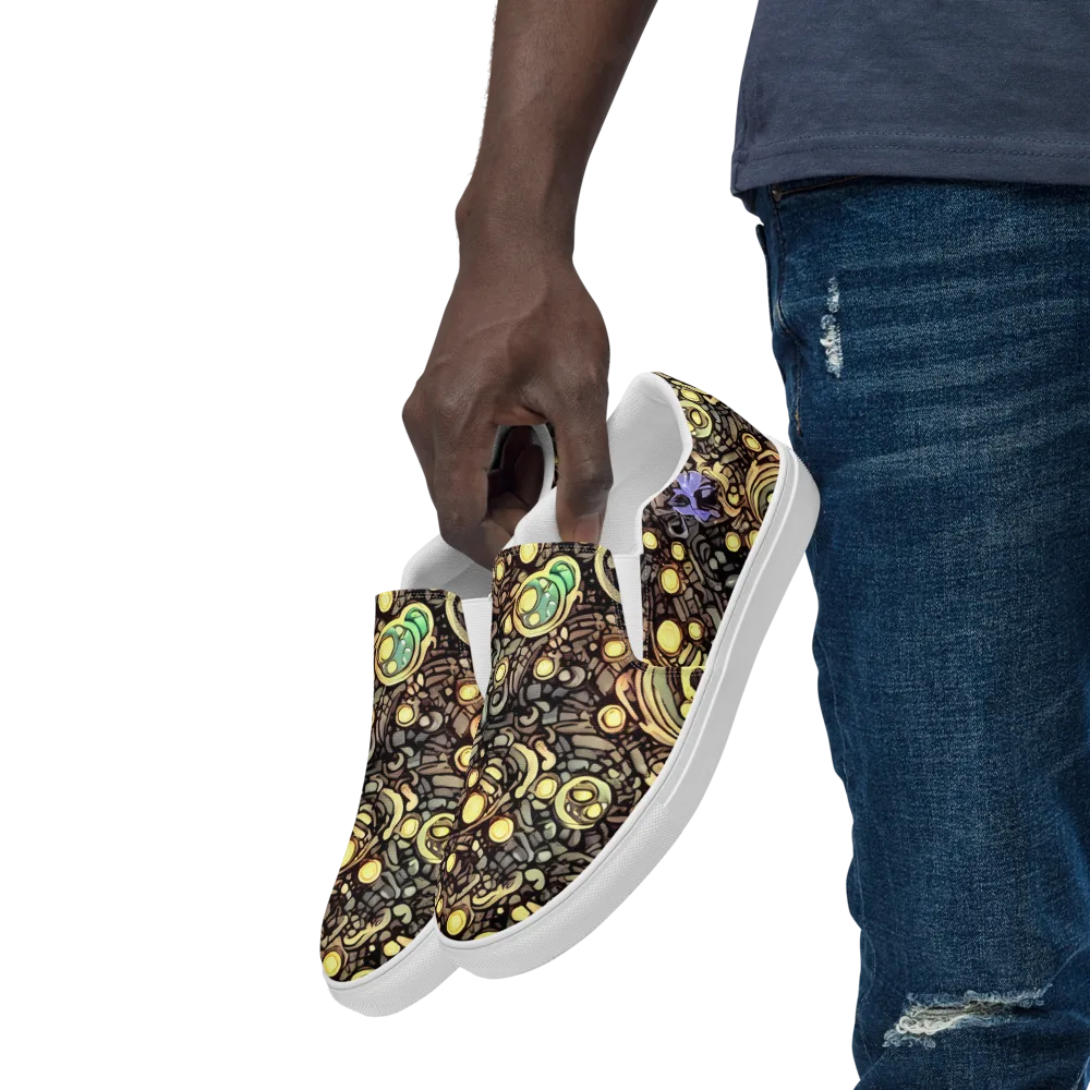 Gilded Circuit on Men's Slip-On Canvas Shoes — Left Front