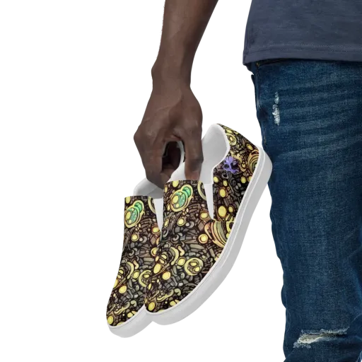 Gilded Circuit on a Men's Slip-On Canvas Shoes