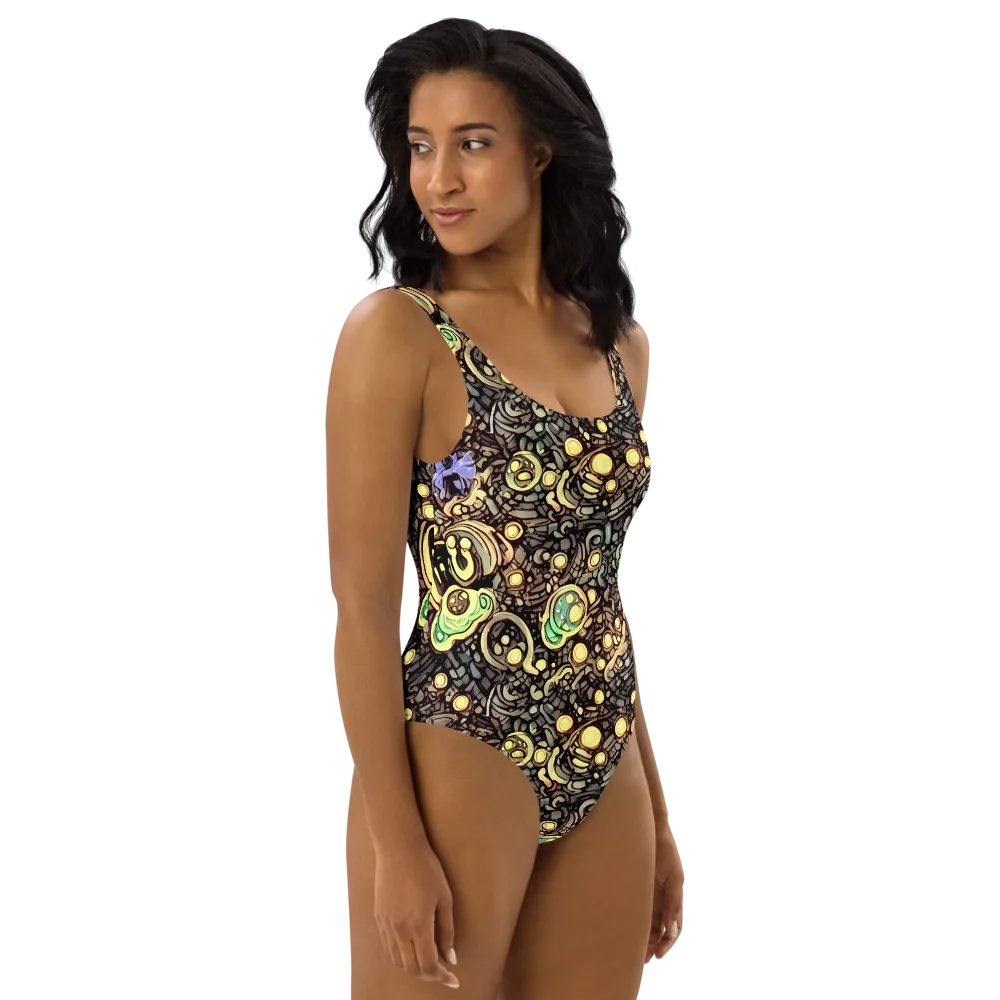 Gilded Circuit on One-Piece Swimsuit — Right