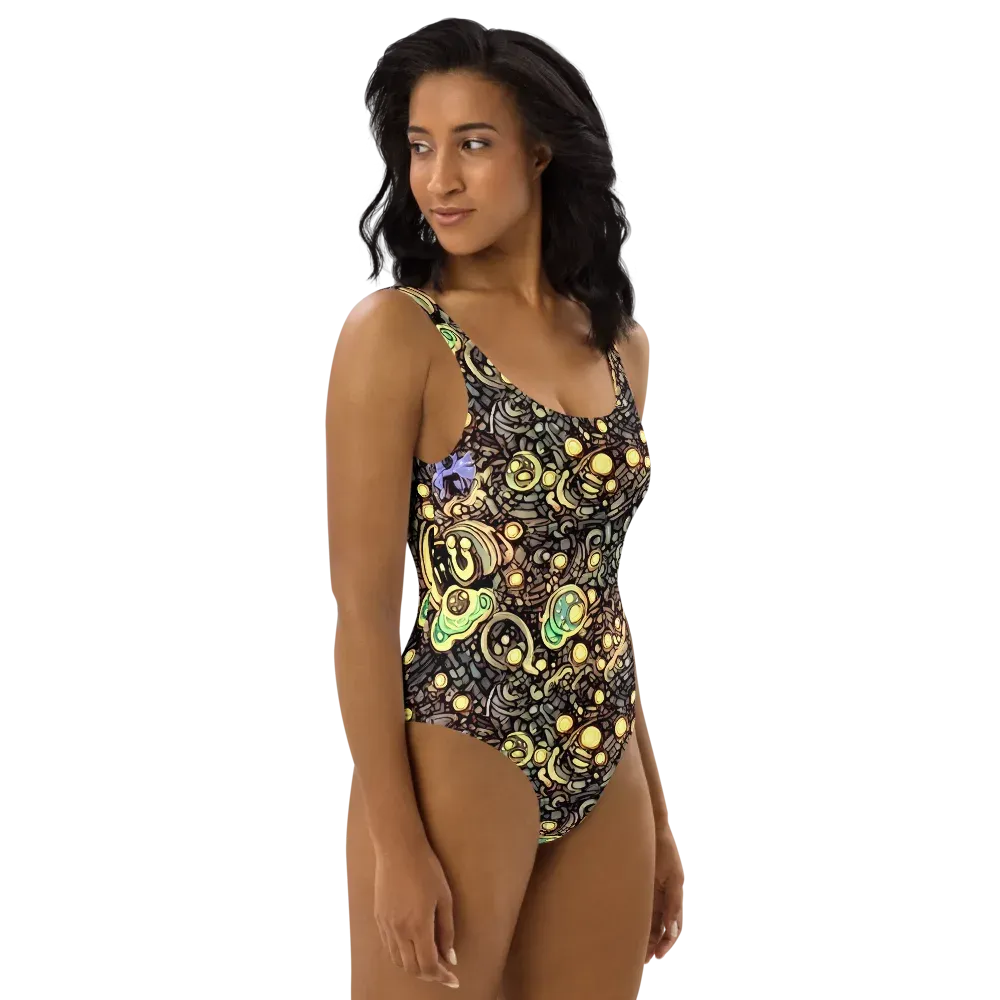 Gilded Circuit on One-Piece Swimsuit — Right