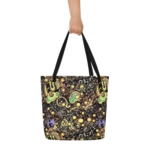 Gilded Circuit on a Large Tote Bag W/ Pocket