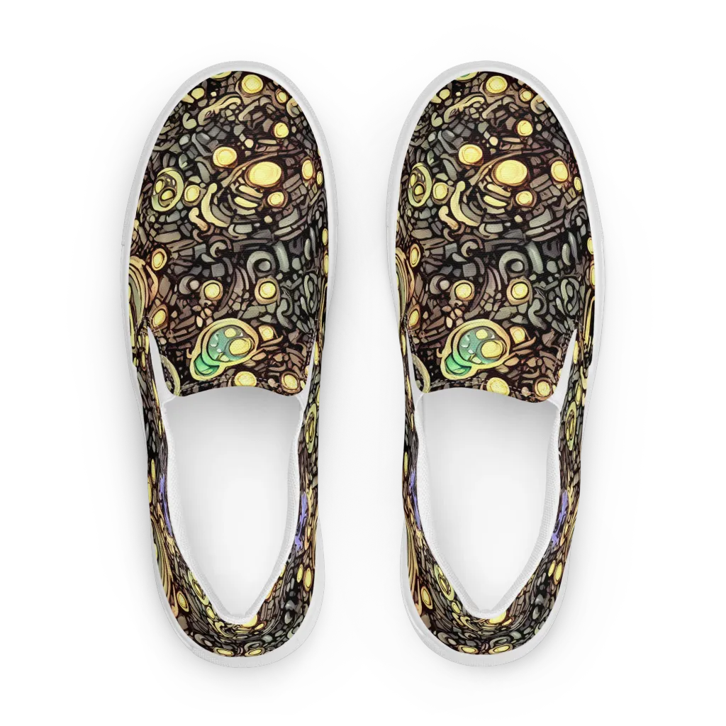 Gilded Circuit on Women's Slip-On Canvas Shoes — Front