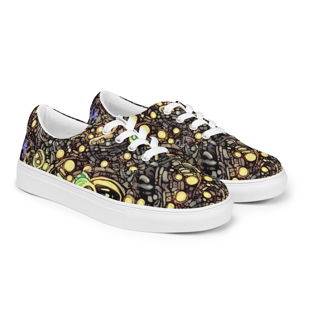 Gilded Circuit on Men's Lace-Up Canvas Shoes — Right Front