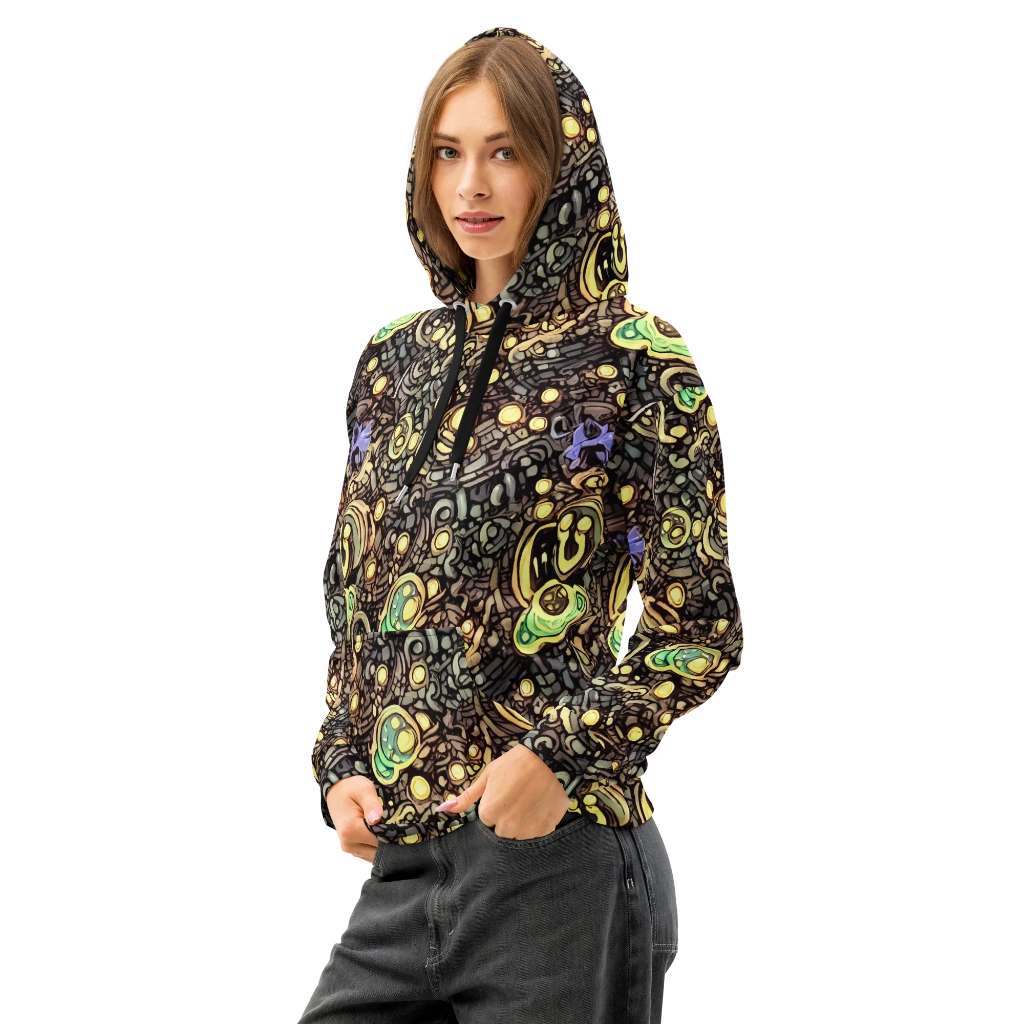 Gilded Circuit on Cotton Hoodie — Left Front