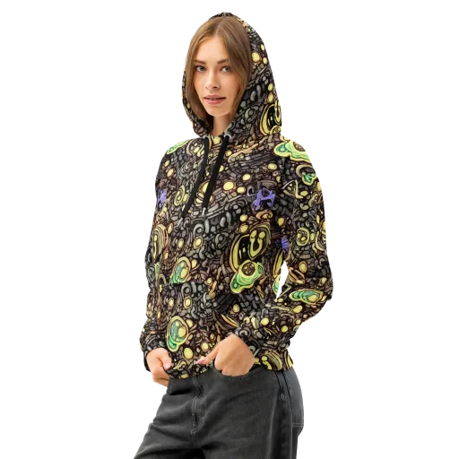 Gilded Circuit on a Cotton Hoodie