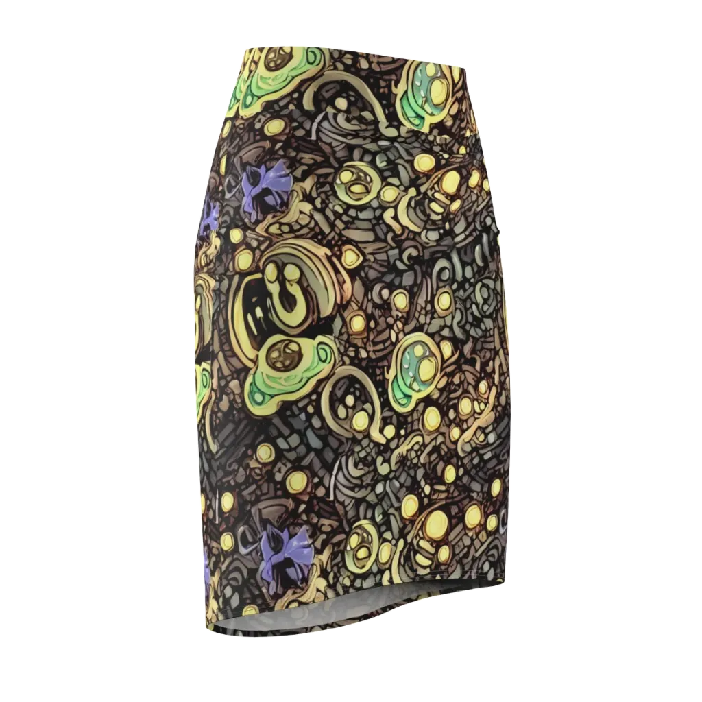 Gilded Circuit on Pencil Skirt — Front Side