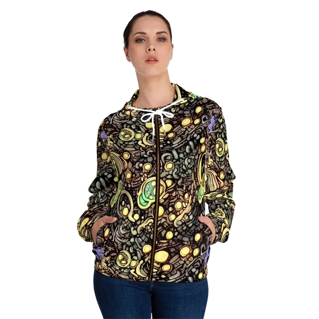 Gilded Circuit on Women's Full-Zip Hoodie — Front On Person