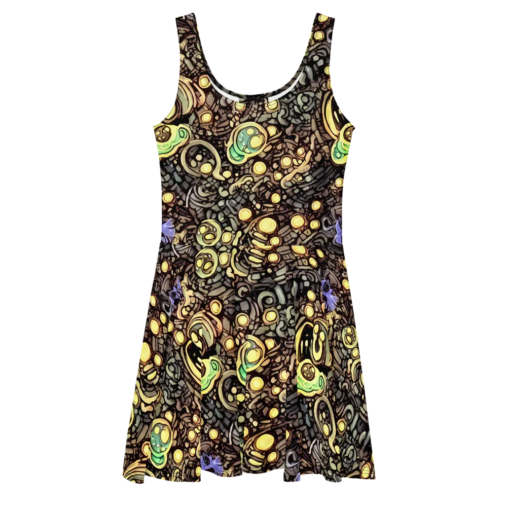 Gilded Circuit on Skater Dress — Front