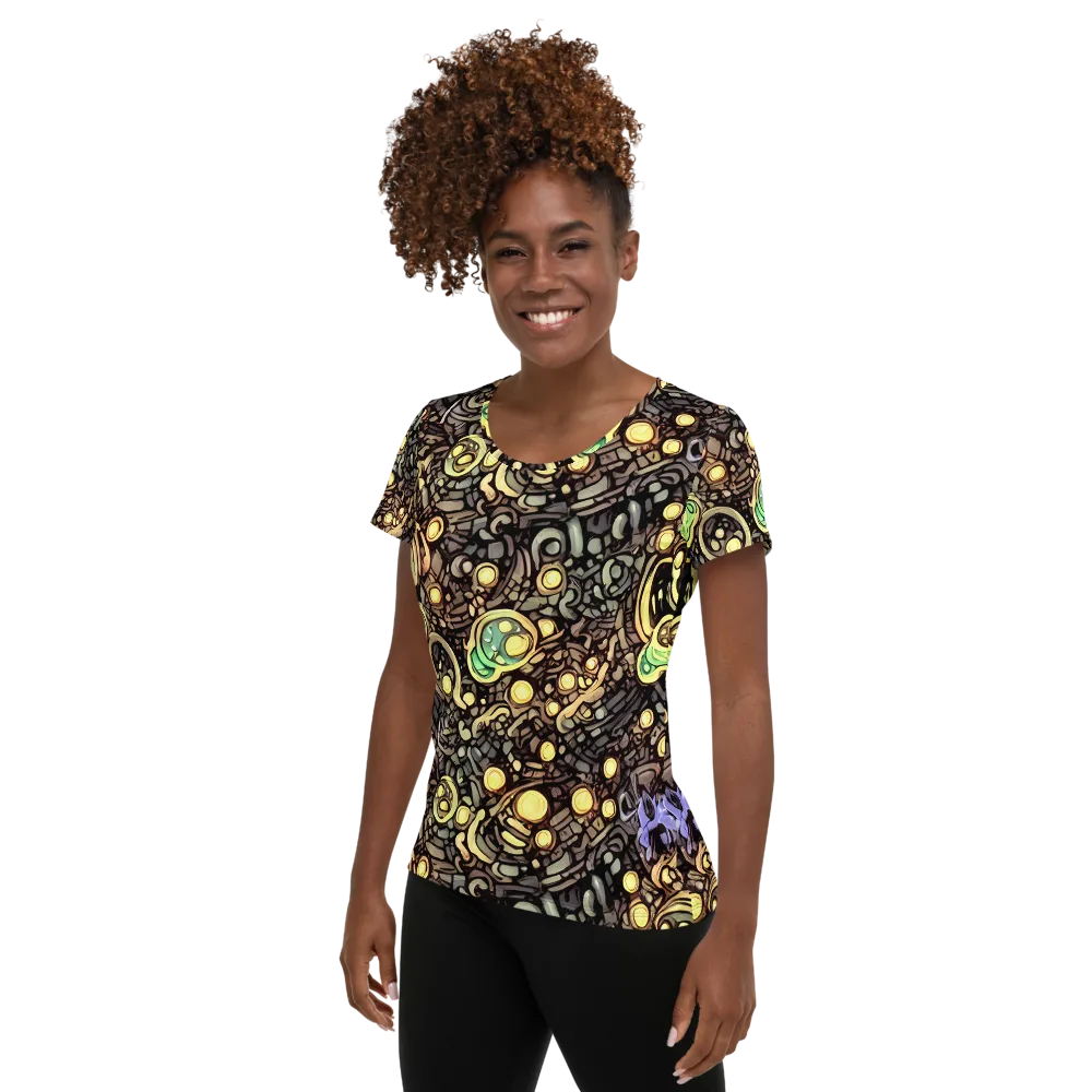 Gilded Circuit on Women's Athletic T-Shirt — Left