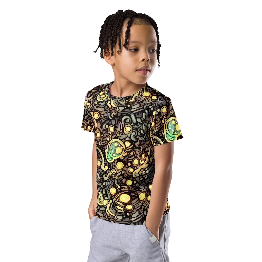 Gilded Circuit on Kids Crew Neck T-Shirt — Left Front
