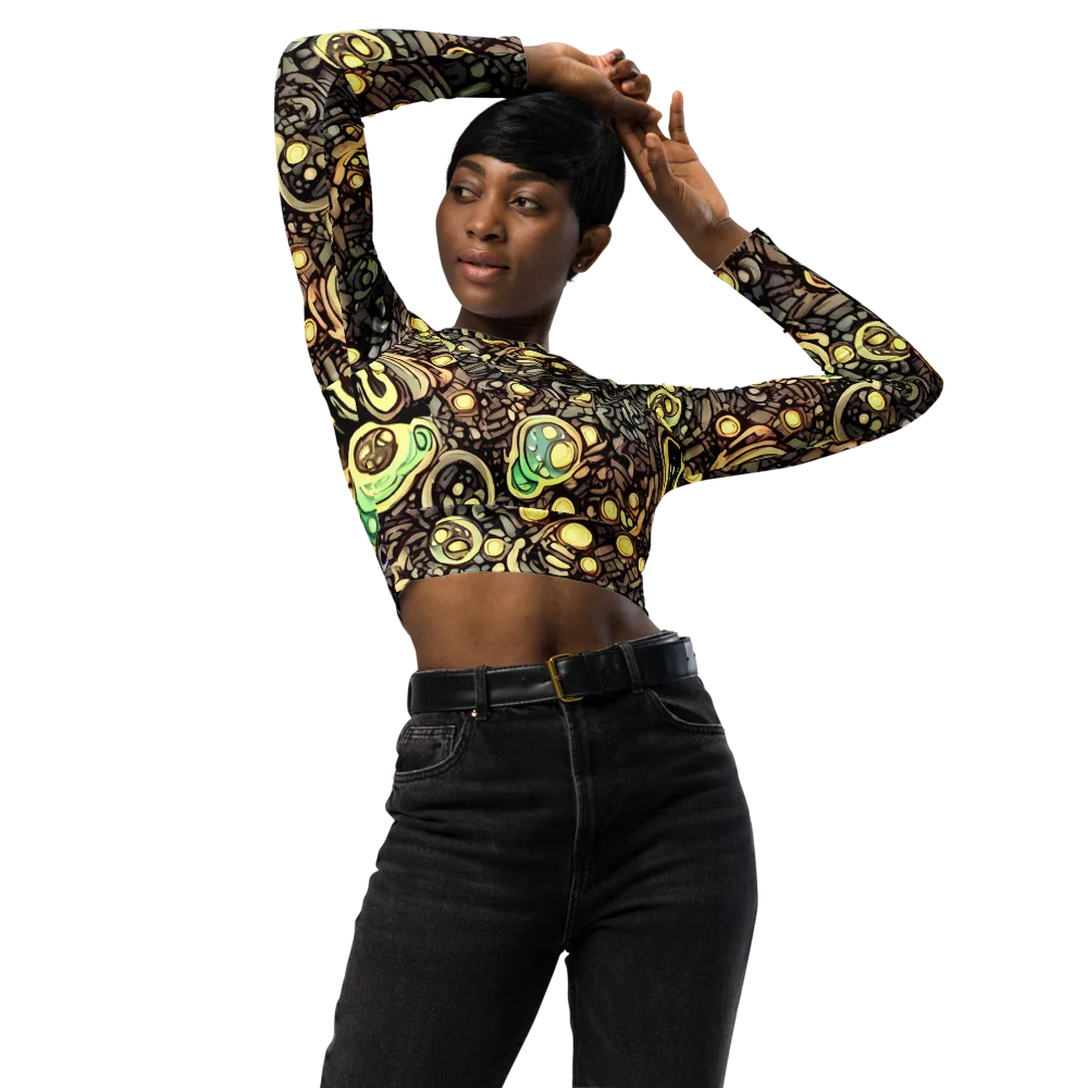Gilded Circuit on Long Sleeve Crop Top — Front