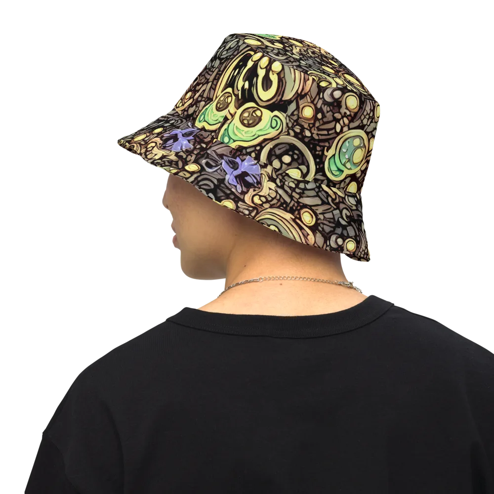 Gilded Circuit on Reversible Bucket Hat — Back Inside