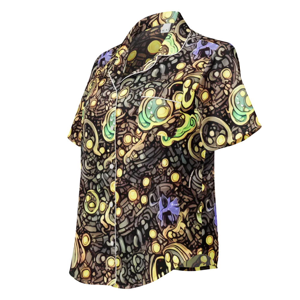 Gilded Circuit on Women's Short Sleeve Pajama Top — Left Front