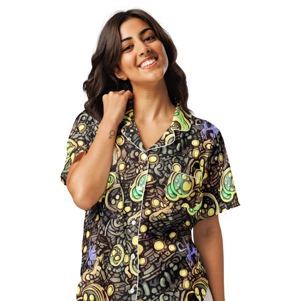 Gilded Circuit on Women's Short Sleeve Pajama Top — Front