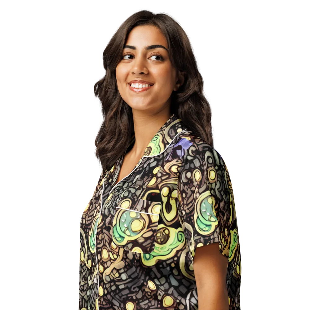 Gilded Circuit on Women's Short Sleeve Pajama Top — Left Front