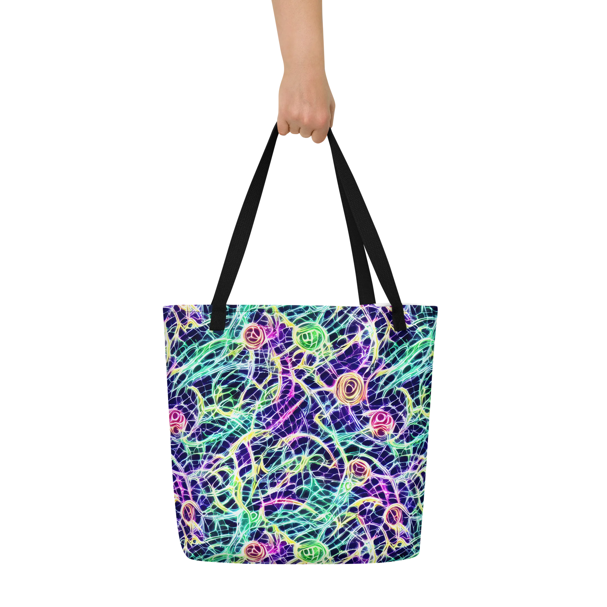 Ultraviolet Network on Large Tote Bag W/ Pocket — Front