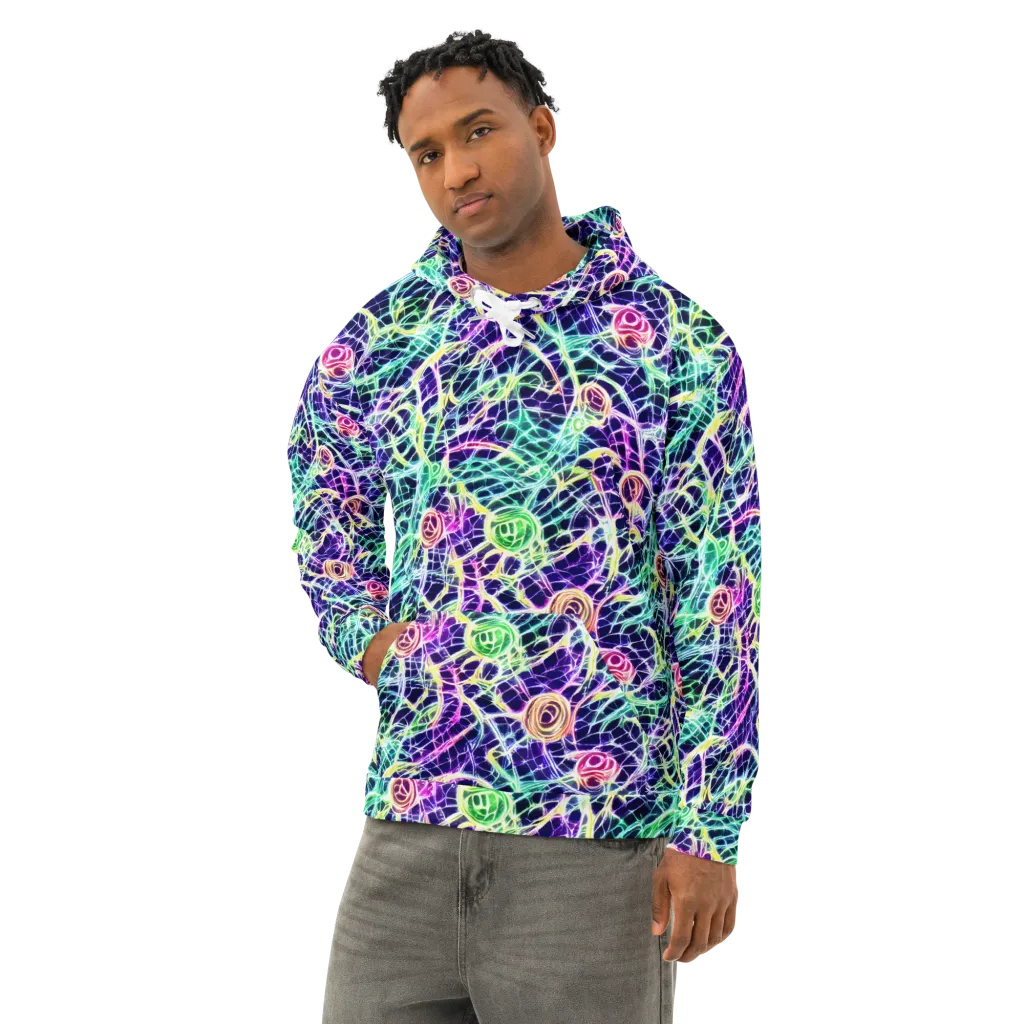 Ultraviolet Network on Cotton Hoodie — Left Front