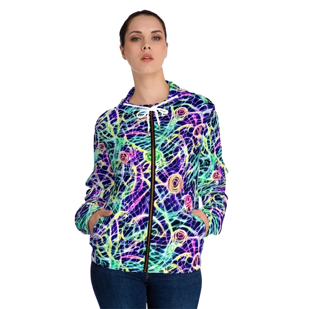 Ultraviolet Network on Women's Full-Zip Hoodie — Front On Person