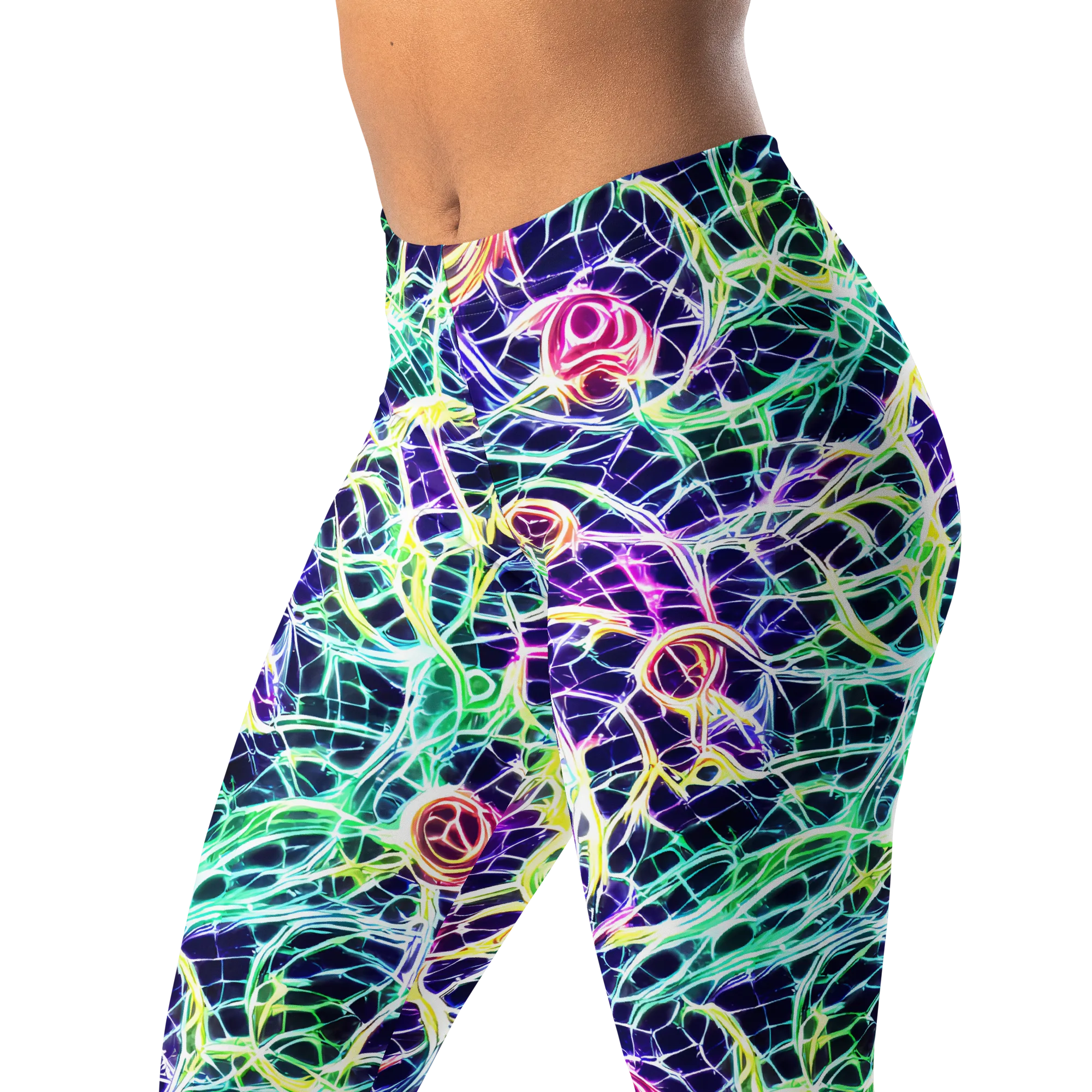 Ultraviolet Network on Leggings — Left Front
