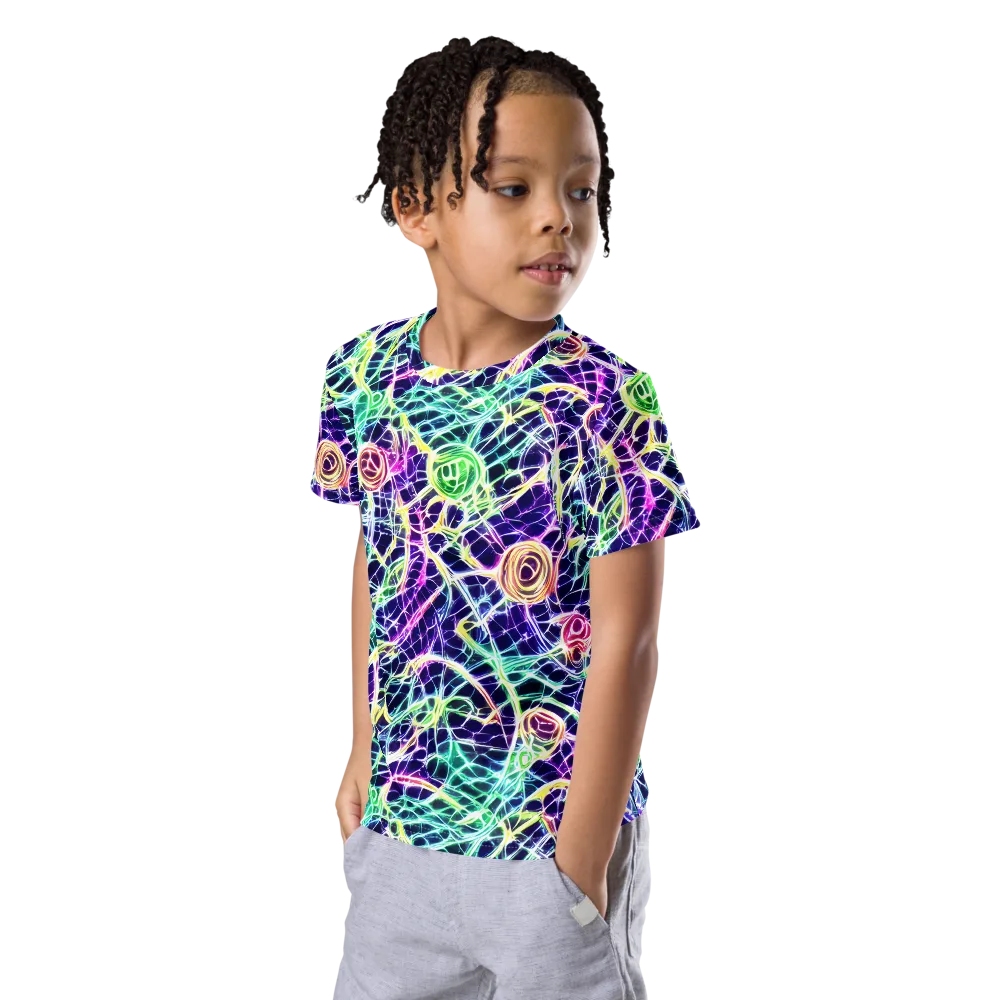 Ultraviolet Network on Kids Crew Neck T-Shirt — Left Front
