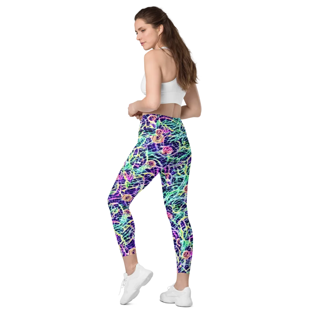 Ultraviolet Network on Leggings with Pockets — Left Back