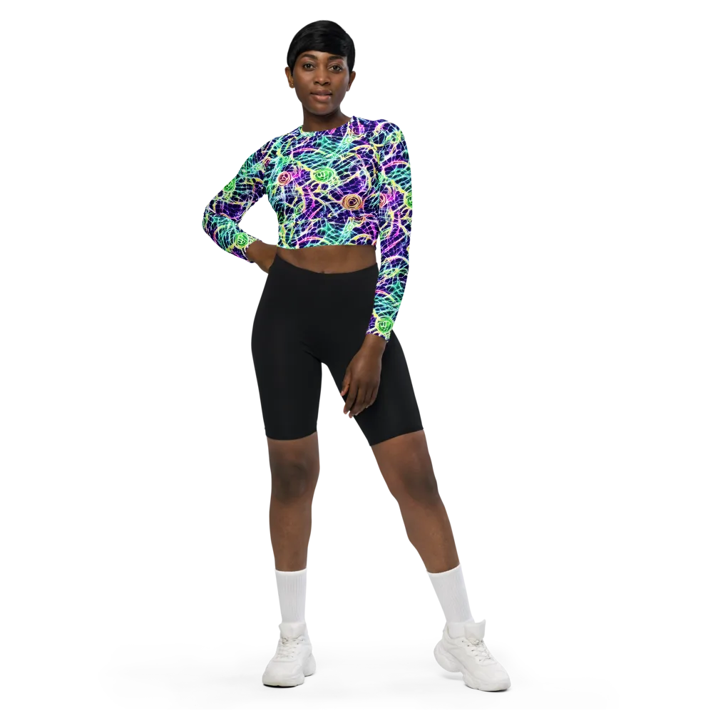 Ultraviolet Network on Long Sleeve Crop Top — Front