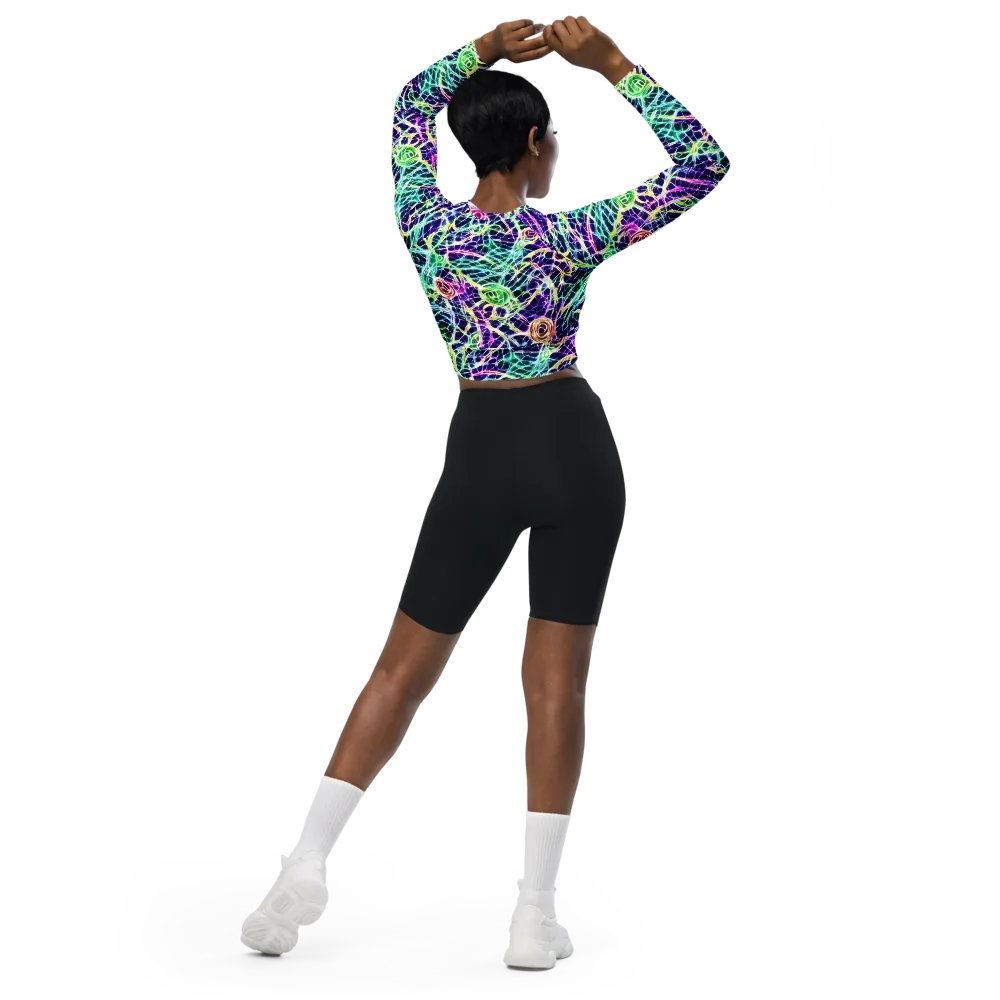 Ultraviolet Network on Long Sleeve Crop Top — Back