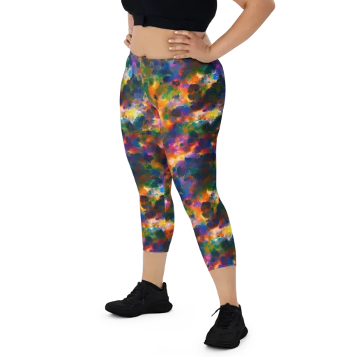 Cosmic Paintfall on a Capri Leggings