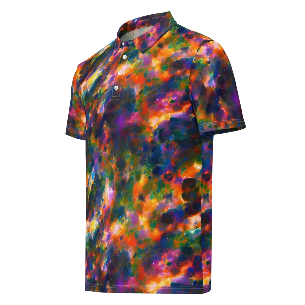 Cosmic Paintfall on Men's Slim Fit Polo Shirt — Left Front