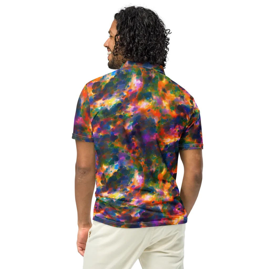 Cosmic Paintfall on Men's Slim Fit Polo Shirt — Back