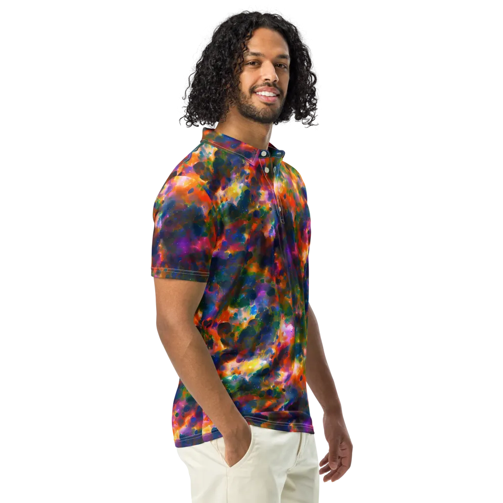 Cosmic Paintfall on Men's Slim Fit Polo Shirt — Right Front