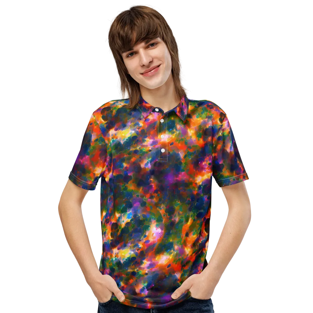Cosmic Paintfall on Men's Slim Fit Polo Shirt — Front