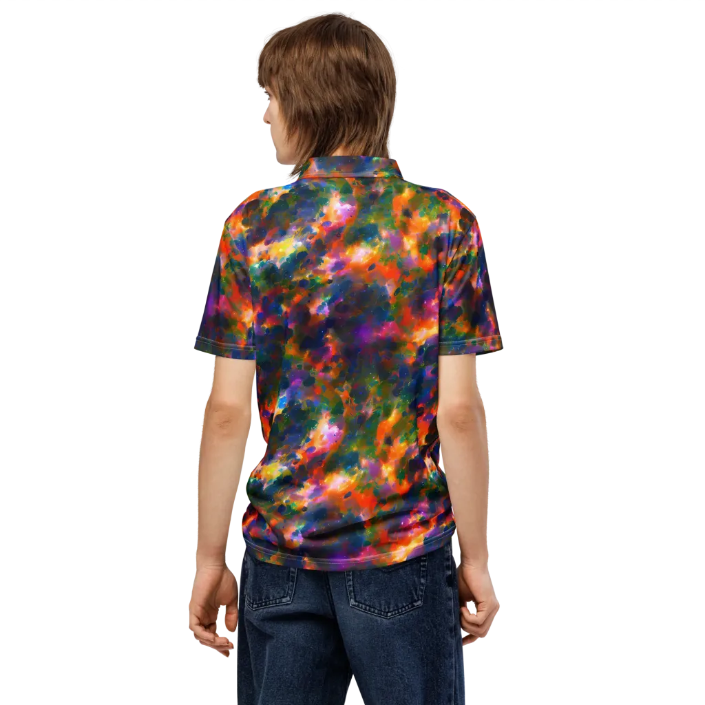 Cosmic Paintfall on Men's Slim Fit Polo Shirt — Back