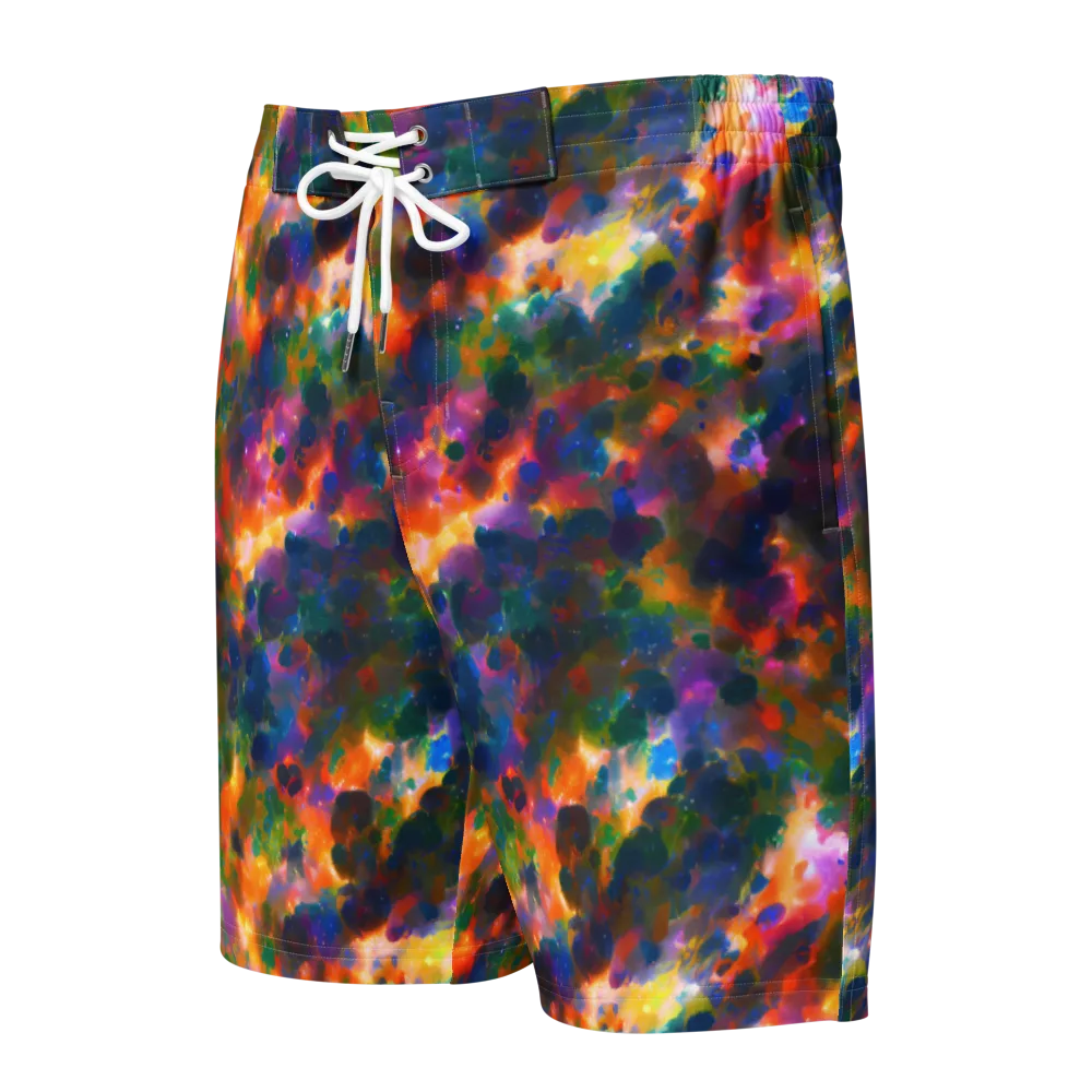 Cosmic Paintfall on Men's Board Shorts — Front