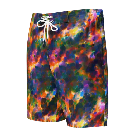 Cosmic Paintfall on a Men's Board Shorts