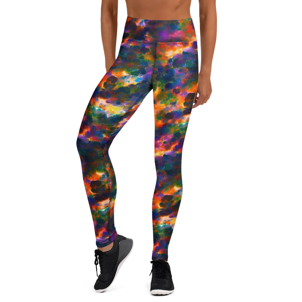 Cosmic Paintfall on Yoga Leggings — Front