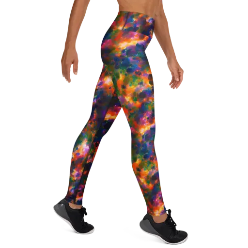Cosmic Paintfall on a Yoga Leggings