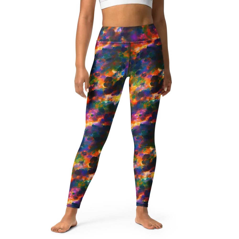 Cosmic Paintfall on Yoga Leggings — Front