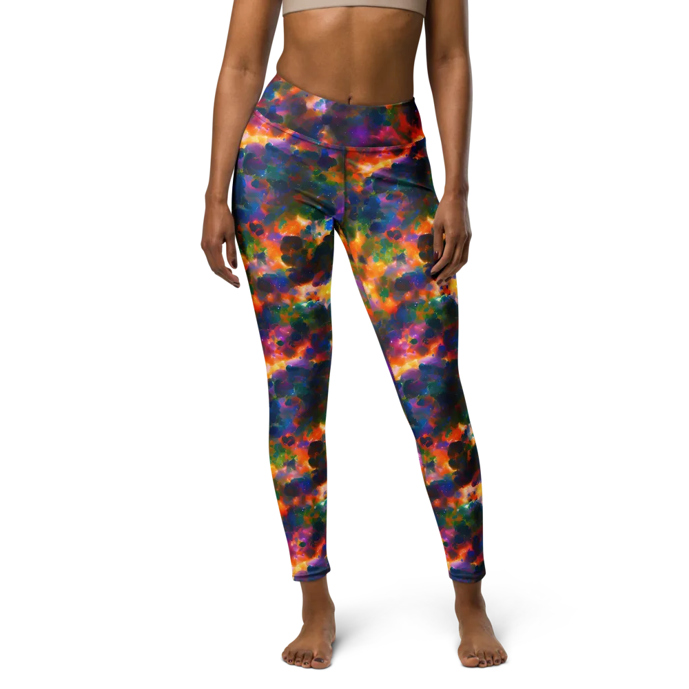 Cosmic Paintfall on Yoga Leggings — Front