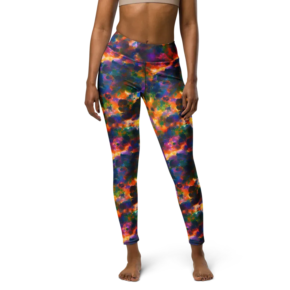 Cosmic Paintfall on Yoga Leggings — Front