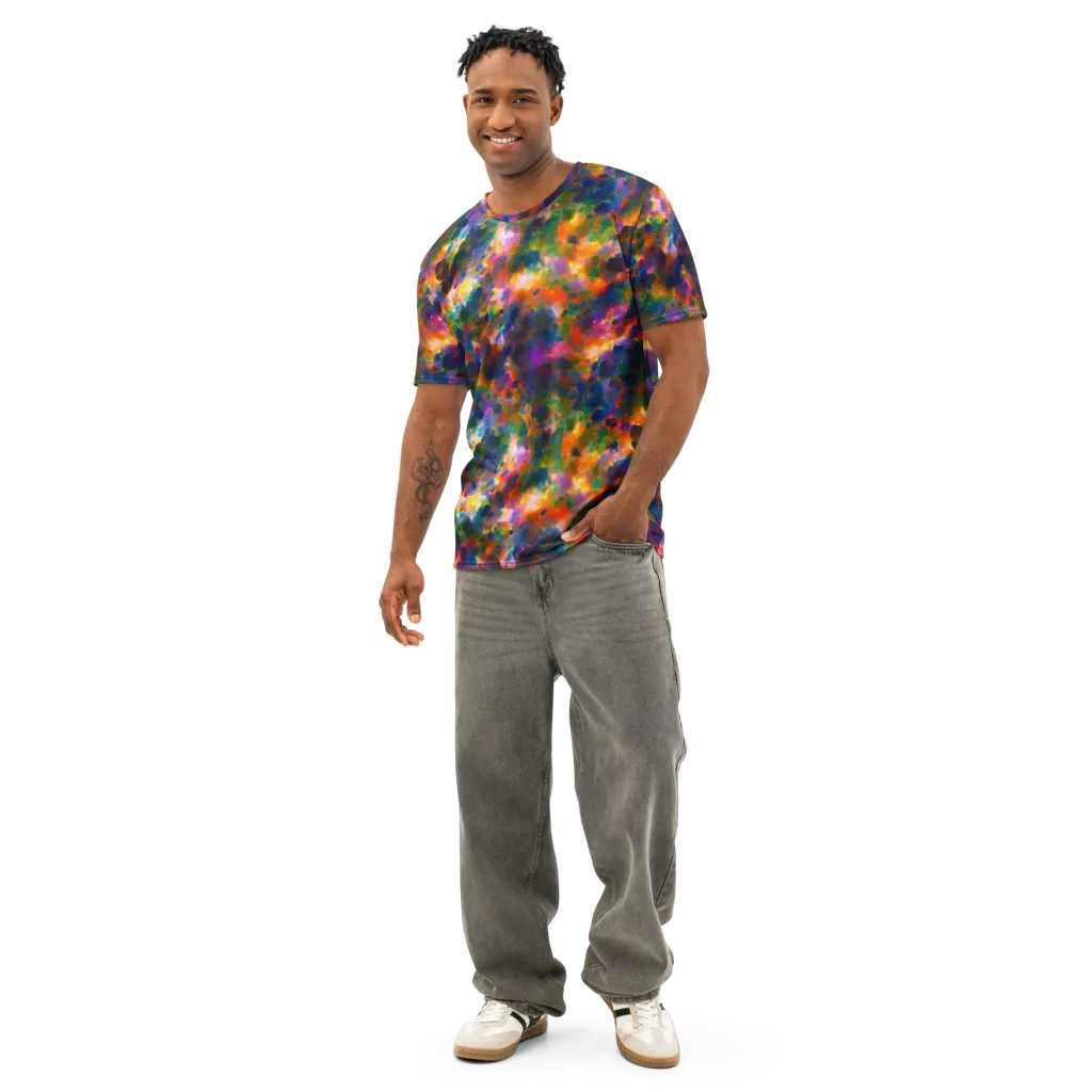Cosmic Paintfall on Men's Cotton Crew Neck T-Shirt — Front