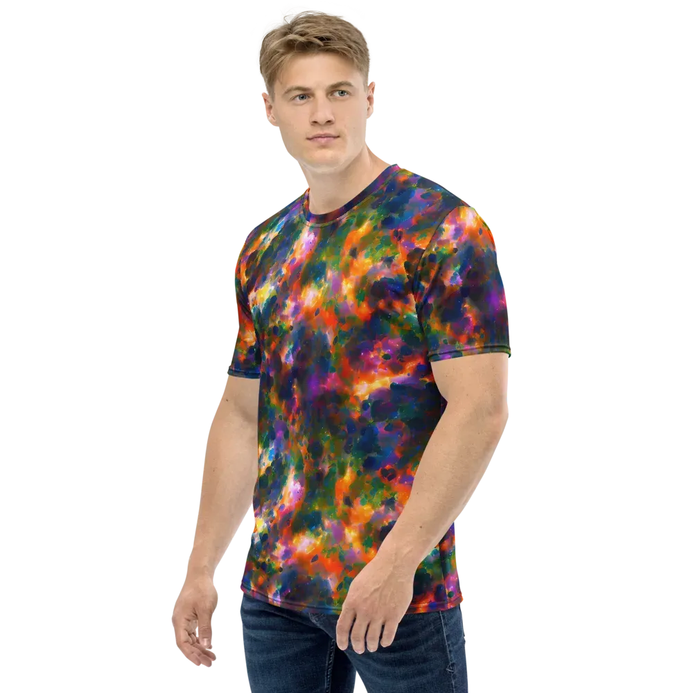 Cosmic Paintfall on Men's Crew Neck T-Shirt — Left